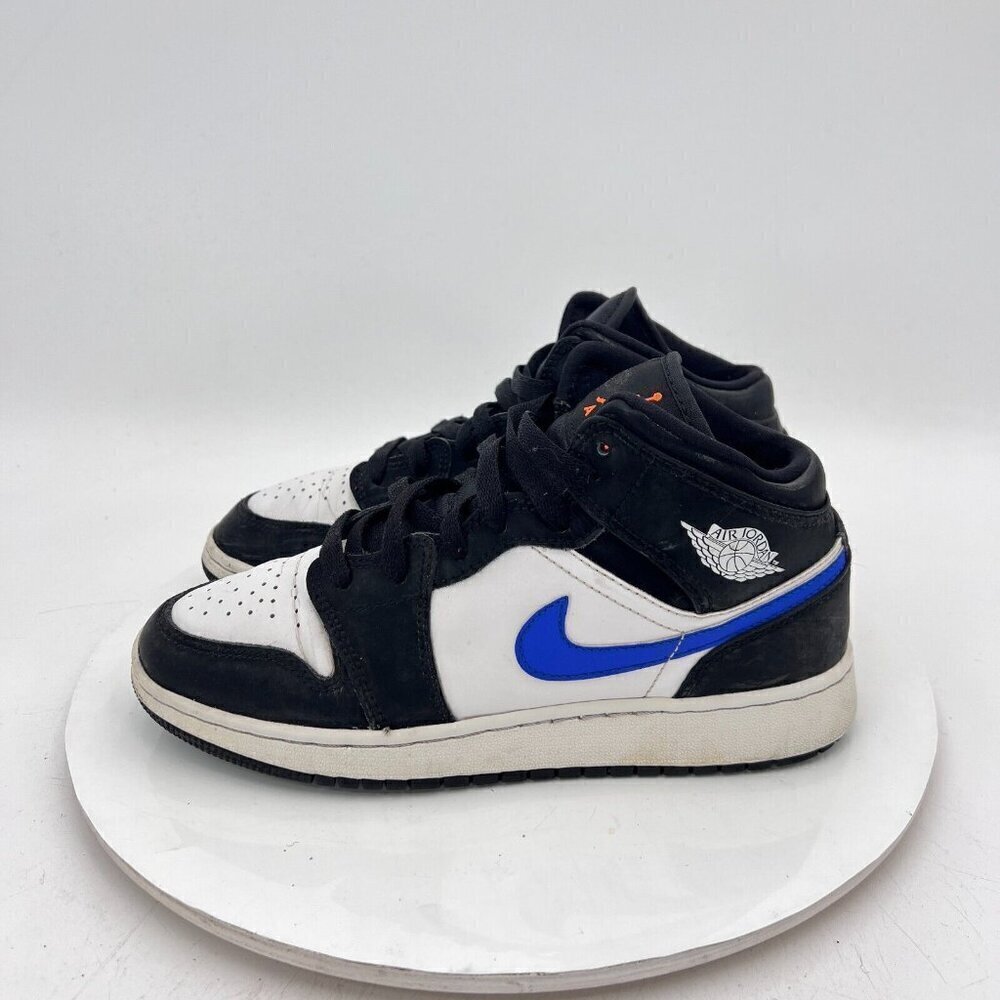 Nike Air Jordan 1 Mid Youth Size 5Y Women 6.5 554725-084 Black Racer Blue Shoes